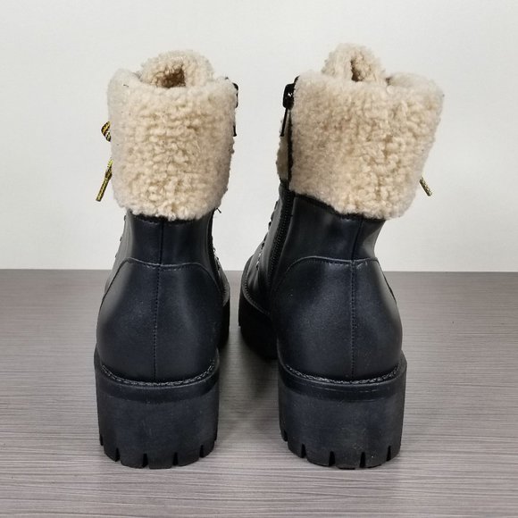 Steve Madden Aniko Combat Boot, Black Faux Leather, Womens Size 8 M - Picture 6 of 10